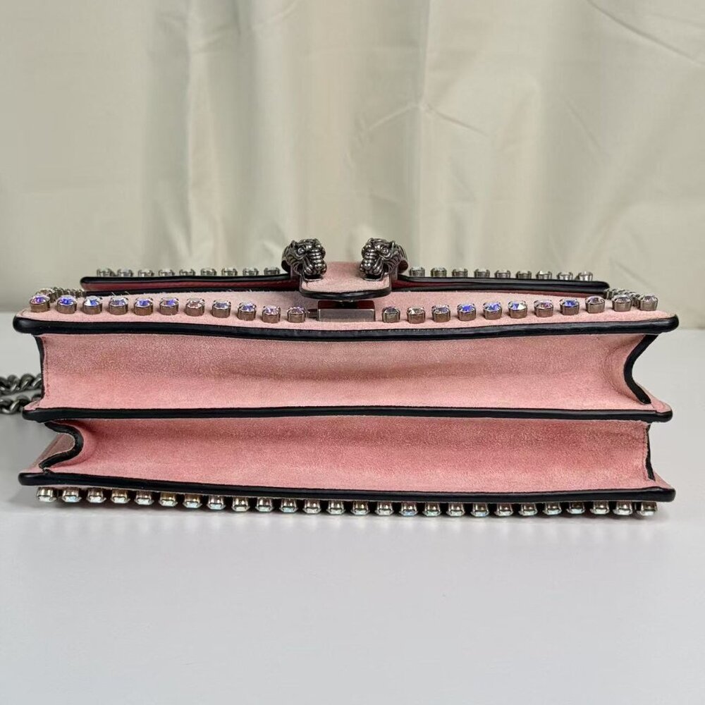 Gucci Pink Velvet Medium Dionysus Shoulder Bag with Crystal Embellishments - Picture 6 of 9